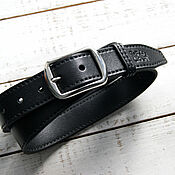 Leather belt with Italian buckle