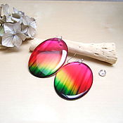 Украшения handmade. Livemaster - original item Transparent Earrings Rainbow Epoxy Pink Green White Boho. Handmade.