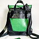 Кожаный рюкзак "Зеленый хамелеон". Рюкзаки. Лариса (narrabags). Ярмарка Мастеров.  Фото №4