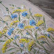 CURTAINS: Hand-painted linen curtains with Wildflowers