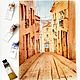 Watercolor painting with a tram on a city street. picture of the City. Pictures. Olga Ermakova art. My Livemaster. Фото №4