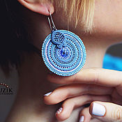 Украшения handmade. Livemaster - original item Soutache earrings round disc blue. Handmade.