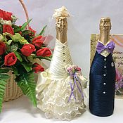 Браслеты для подружек невесты" Белая роза " ( фиолетовая лента )