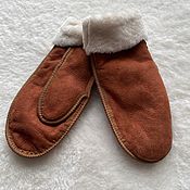 Одежда детская handmade. Livemaster - original item Sheepskin mittens for children brown 20cm volume. Handmade.