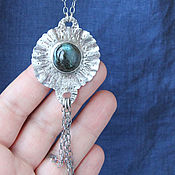 Украшения handmade. Livemaster - original item Silver pendant with Labrador and tourmaline. Handmade.