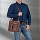 Leather bag 'Bob' (dark brown antique). Classic Bag. Russian leather Guild. My Livemaster. Фото №6