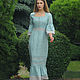 Elegant midi dress with author's embroidery ' Blue mist', Dresses, Vinnitsa,  Фото №1
