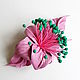 Order Dream Leather Flower Brooch Light Pink Green Mint. De-Si-Re. Livemaster. . Brooches Фото №3