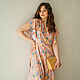 Viscose Midi Dress with Aztec Wings, Orange Summer Dress. Dresses. mozaika-rus. My Livemaster. Фото №4