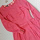 Long linen dress with sleeves 'Summer sunset' pink, Dresses, Baranovichi,  Фото №1