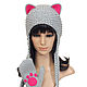 Hat with Cat ears knitted women's warm grey, Caps, Orenburg,  Фото №1