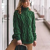 Одежда handmade. Livemaster - original item Jerseys: Handmade oversize green sweater with a collar to buy. Handmade.