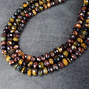 Работы для детей, handmade. Livemaster - original item Beads with cut natural stones: tiger, bull and hawkeye. Handmade.