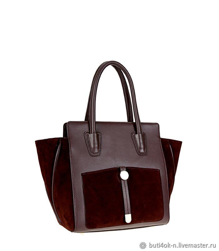 Bag made of genuine leather and suede brown. Italy, brand, Vintage bags, Nelidovo,  Фото №1