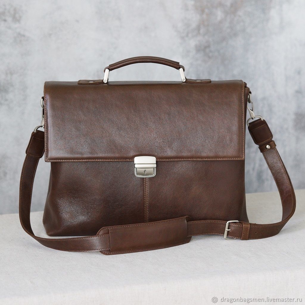Men's leather briefcase 'Richard' (Tobacco), Brief case, Yaroslavl,  Фото №1