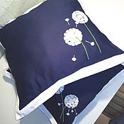 Для дома и интерьера handmade. Livemaster - original item Pillow: Pillow in blue color scheme with embroidery 
