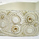 White wide elastic belt bead embroidery pearl Swarovski, Belt, St. Petersburg,  Фото №1