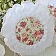Pillow of white linen and cotton lace with roses.Shabby chic Pillow with roses. Textiles Shabby Chic