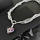 Order Silver choker necklace made of beads with an amethyst heart. Only_you_byElena. Livemaster. . Necklace Фото №3