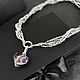 Заказать Серебристое колье- чокер из бусин с сердцем из аметиста. STATEMENTS JEWELRY Only_you_byElena. Ярмарка Мастеров. . Колье Фото №3