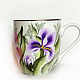 Mug with painted double smear 'Irises'. Mugs and cups. painting and decoupage from Marina (sovaj). Online shopping on My Livemaster.  Фото №2
