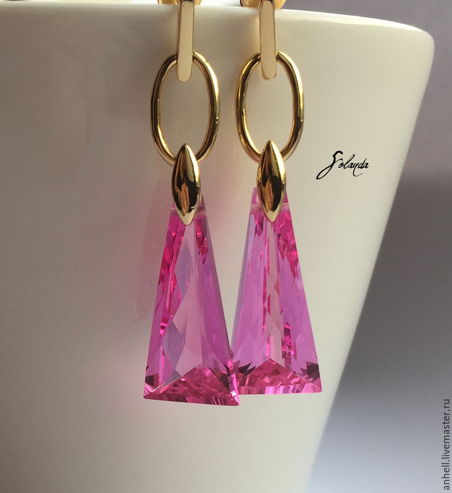 Earrings With Pink Topaz Online On Livemaster Shipping Earrings Handmade Livemaster With Pink Topaz Trend