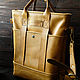 Shopping bag made of genuine leather with a zipper with a belt in yellow, Shopper, St. Petersburg,  Фото №1