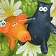 A fat cat and a pig Made of fleece, Stuffed Toys, Engels,  Фото №1