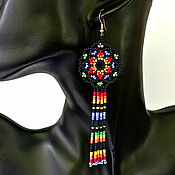Украшения handmade. Livemaster - original item Long Beaded Earrings Uichol Bright Ethnic Boho Brush Earrings. Handmade.