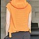 vests: Orange knitted vest with hood. Vests. Вязаный рваный стиль. Online shopping on My Livemaster.  Фото №2