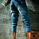Джинсы рваные "the Bomb" женские. Джинсы. Студия дизайна 'Jeans_torn'. Интернет-магазин Ярмарка Мастеров.  Фото №2