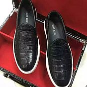 Обувь ручной работы handmade. Livemaster - original item Crocodile leather slip-ons, in black, unisex model!. Handmade.