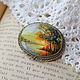 Brooch: ' Autumn landscape ' painting on mother of pearl, Melchior, Brooches, Ufa,  Фото №1