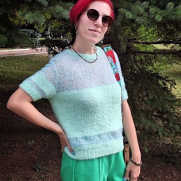 Вязаная футболка. Vitorywool студия ручного вязания. Одежда женская ручной работы - Ярмарка Мастеров Одежда женская ручной работы. Ярмарка Мастеров - ручная работа Вязаная футболка. Handmade.