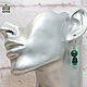 Green earrings natural malachite and Swarovski scarab Scarab, Earrings, Budennovsk,  Фото №1