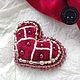 Red heart brooch made of velvet handmade embroidery. Brooches. Liliya Berezina copyright jewelry. Online shopping on My Livemaster.  Фото №2