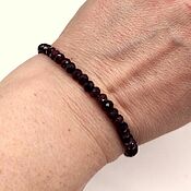 Украшения handmade. Livemaster - original item Natural garnet bracelet (rondel, lock with an extension chain). Handmade.