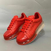 Обувь ручной работы handmade. Livemaster - original item Sneakers made of genuine crocodile leather, in bright red color!. Handmade.