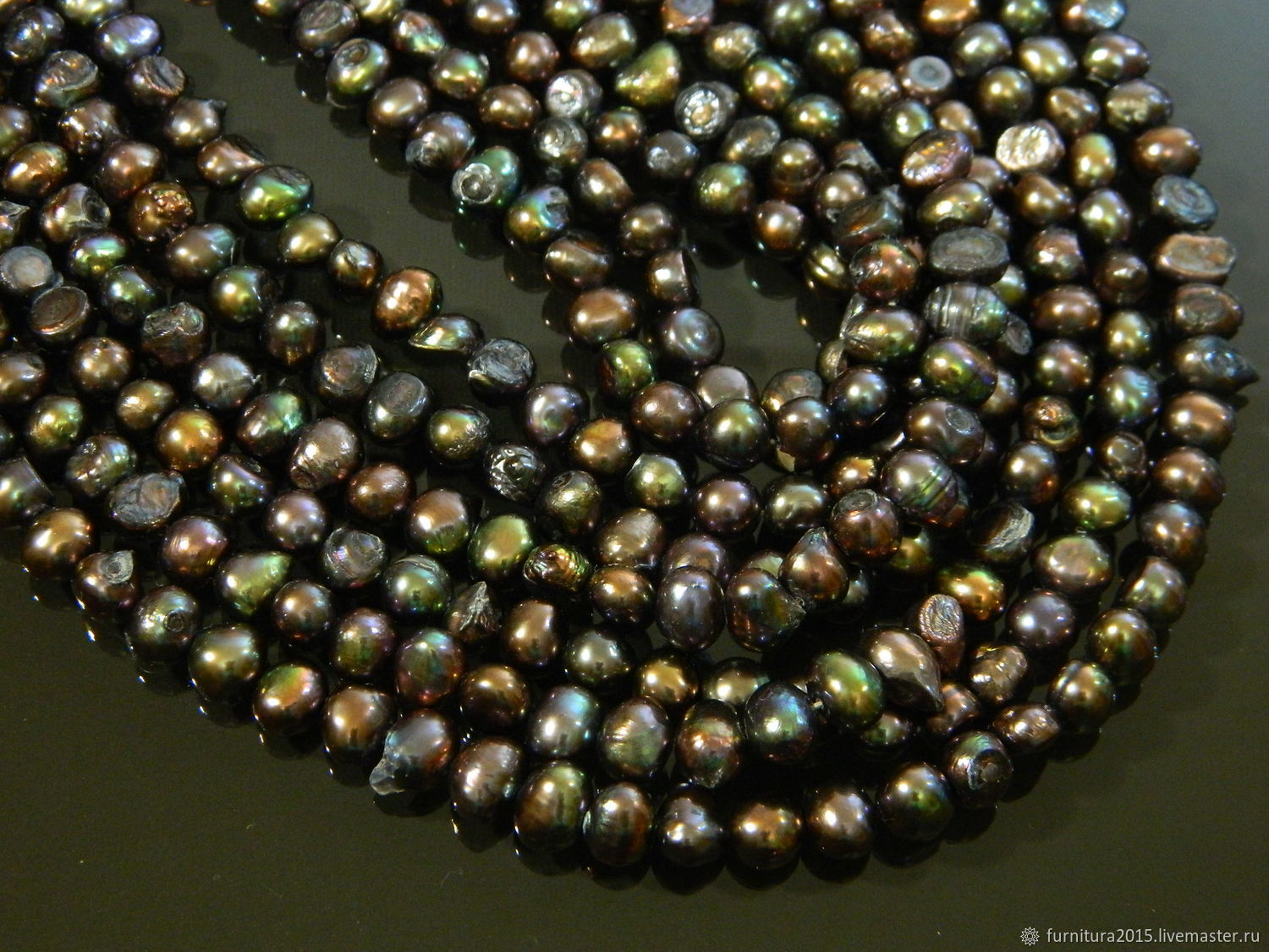 Pearls are black with an overflow of galtovka (DJ3). thread, Beads1, Saratov,  Фото №1