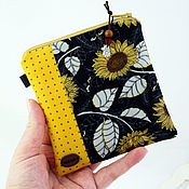 Сумки и аксессуары handmade. Livemaster - original item Mini Cosmetic Bag with zipper Sunflowers 1. Handmade.