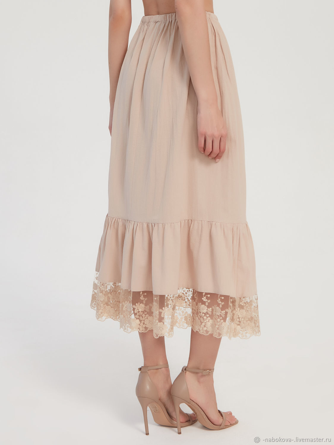 Lower skirt with lace in beige color, Skirts, Moscow,  Фото №1