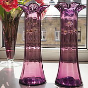 Винтаж handmade. Livemaster - original item Pair of glass vases from manganese. Handmade.
