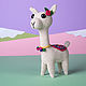 Alpaca llama knitted mallow with rose, bells and ethnic blanket, Stuffed Toys, Moscow,  Фото №1