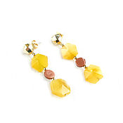 Украшения handmade. Livemaster - original item Yellow onyx earrings, aventurine earrings, brown earrings. Handmade.