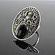 Nolin ring made of 925 sterling silver with oval black obsidian DD0001, Rings, Yerevan,  Фото №1