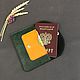 Holder for documents made of genuine leather color emerald sun, Cardholder, Armavir,  Фото №1