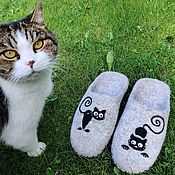 Обувь ручной работы handmade. Livemaster - original item Slippers: Felted Cats Slippers. Handmade.