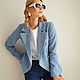 Chaqueta de Tweed azul doble botonadura, estilo Chanel rayón. Suit Jackets. mozaika-rus. Интернет-магазин Ярмарка Мастеров.  Фото №2