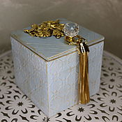 Для дома и интерьера handmade. Livemaster - original item Wedding blue box with golden birds. Handmade.