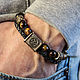 Браслет рунический мужской кожаный браслет из тигрового глаза, Браслет регализ, Курган,  Фото №1